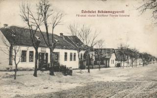 Budapest III. Békásmegyer Fő utca Schifferer Flórián üzletével