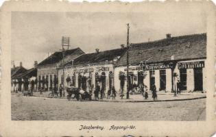 Jászberény Apponyi tér, Weisz Ignác cipőraktára, Vértes Adolf könyvnyomdája, Pecsenyánszky Sándor üzlete