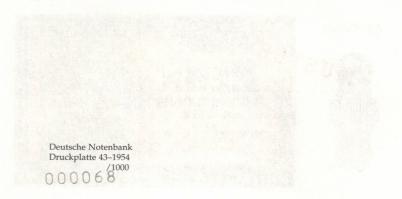 NDK 1954. 10M előlapi próbanyomat "AA 000000" "MUSTER" felülnyomással T:I
GDR 19...