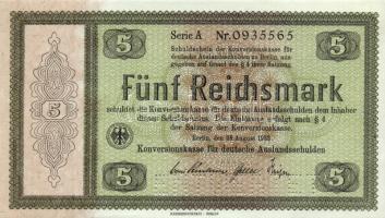 Német 3. Birodalom 1933. 5M "ENTWERTET" perforációval + 1934. 5M "WERTLOS" perforációval T:I German Third Reich 1933. 5 Mark perforated "ENTWERTET" + 1934. 5 Mark perforated "WERTLOS" C:Unc