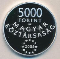 2004. 5000Ft Ag "Magyarország az EU tagja" dísztokban tanúsítvánnyal T:PP