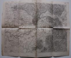 1884 K.u.K. Militärgeographisches Institut Nagy-Szőllős és Huszt katonai térképe 54x43cm