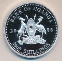 Uganda 2006. 2000Sh Ag "Futball hírességei - Dánia 1990-es évek" T:PP tanúsítvánnyal Uganda 2006. 2000 Shilling Ag "Hall of Fame of football - Denmark 1990s" C:PP