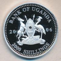 Uganda 2006. 2000Sh Ag "Futball hírességei - Brazília 1960-as évek" T:PP tanúsítvánnyal Uganda 2006. 2000 Shilling Ag "Hall of Fame of football - Brazil 1960s" C:PP