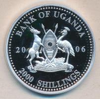 Uganda 2006. 2000Sh Ag "Futball hírességei - Libéria 1990-es évek" T:PP tanúsítvánnyal Uganda 2006. 2000 Shilling Ag "Hall of Fame of football - Liberia 1990s" C:PP