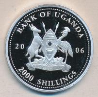 Uganda 2006. 2000Sh Ag "Futball hírességei - Magyarország 1950-es évek" T:PP tanúsítvánnyal Uganda 2006. 2000 Shilling Ag "Hall of Fame of football - Hungary 1950s" C:PP