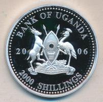 Uganda 2006. 2000Sh Ag "Futball hírességei - Spanyolország 1960-as évek" T:PP tanúsítvánnyal Uganda 2006. 2000 Shilling Ag "Hall of Fame of football - Spain 1960s" C:PP