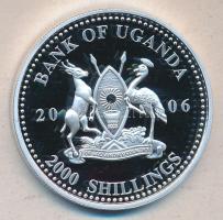 Uganda 2006. 2000Sh Ag "Futball hírességei - Anglia 1970-es évek" T:PP tanúsítvánnyal Uganda 2006. 2000 Shilling Ag "Hall of Fame of football - England 1970s" C:PP