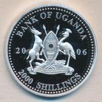 Uganda 2006. 2000Sh Ag "Futball hírességei -Németország 1980-as évek" T:PP tanúsítvánnyal Uganda 2006. 2000 Shilling Ag "Hall of Fame of football - Germany 1980s" C:PP