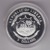 Libéria 2009. 5$ ezüstözött Cu "Nagy Hadvezérek / Atilla a Hunok fejedelme" T:PP Tanúsítvá...