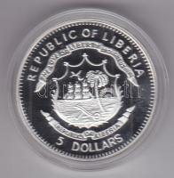 Libéria 2009. 5$ ezüstözött Cu "Nagy Hadvezérek / Nelson admirális" T:PP Tanúsítvánnyal, c...
