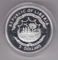 Libéria 2009. 5$ ezüstözött Cu "Nagy Hadvezérek / Árpád fejedelem" T:PP Tanúsítvánnyal, cs...
