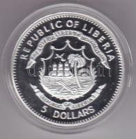 Libéria 2009. 5$ ezüstözött Cu "Nagy Hadvezérek / Julius Caesar" T:PP Tanúsítvánnyal, csak...