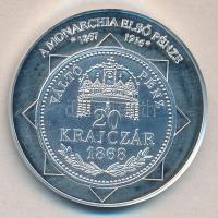 DN "A magyar nemzet pénzérméi - A Monarchia első pénze / 1868. 20Kr" Ag (0,999) emlékérem (10,37g/35mm) T:PP tanúsítvánnyal