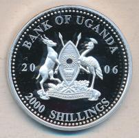 Uganda 2006. 2000Sh Ag "Futball hírességei - Mexikó 1980-as évek" T:PP tanúsítvánnyal Uganda 2006. 2000 Shilling Ag "Hall of Fame of football - Mexico 1980s" C:PP