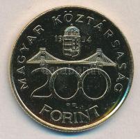 1994. 200Ft Ag "Deák Ferenc" aranyozva T:2 tanúsítvánnyal