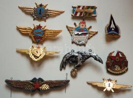 DN: 9db klf szovjet-lengyel-magyar katonai kítűző T:vegyes ND. 9 pieces of various soviet-poland-hungarian air force badges C:mixed