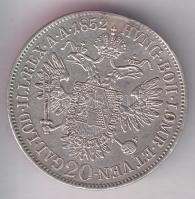 Ausztria 1852A. 20Kr Ag "Ferenc József" szél: sima T:3 
Austria 1852A 20 Kreuzer Ag "...