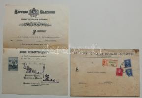 Bulgária 1939. Katonai kitüntetés adományozói okirata szárazpecséttel, okmánybélyeggel, Kassáról Budapestre feladott borítékban T:2