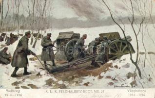 Military WWI K.u.K. artillery unit, artist signed