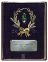 1939. "Országos Testnevelési Tanács Társelnöke Díja" Ag Levente kitüntetés zománcozott résszel, eredeti adományozói dobozban T:2 Hungary 1939. "O.T.T (National Council of Physical Education) - Co President's Award" Ag decoration with enamelled part for Levente members, in original case C:XF