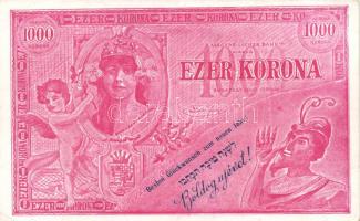 1000 Korona banknote, Lucifer Bank, Hebrew New Year greeting, humour (EK)
