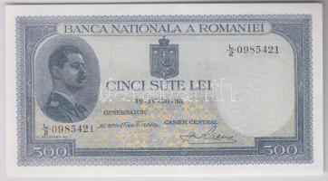 Románia 1936. 500L + 1939. 500L T:I,II Romania 1936. 500 Lei + 1939. 500 Lei C:AU,XF