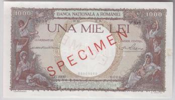 Románia 1938. 1000L "SPECIMEN" felülnyomással T:II Romania 1938. 1000 Lei with "SPECIMEN" overprint C:XF