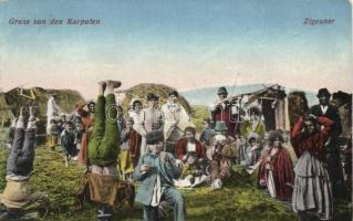 Gruss von den Karpaten; Zigeuner / Carpathian gypsy camp, acrobats (EK)