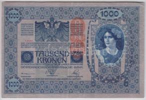 1902. 1000K mindkét oldal német nyelvű piros "Deutschösterreich" fny-sal T:II-