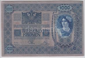 1902. 1000K mindkét oldal német nyelvű piros "Deutschösterreich" fny-sal T:II-