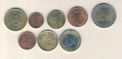 Görögország 2002. 1c,2c,5c,10c,20c,50c,1,2 komplett sor! T:1,2 Greece 2002. 1 cent - 2 Euro complete set C:Unc,XF