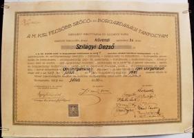 1927 A M. Kir. Felsőbb Szőlő- és Borgazdasági Tanfolyam borászati oklevele