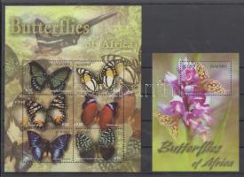 Schmetterlinge Kleinbogen + Block, Lepkék kisív  + blokk, Butterflies minisheet + block
