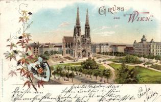 1899 Vienna Votive church, Maximilian Square, litho
