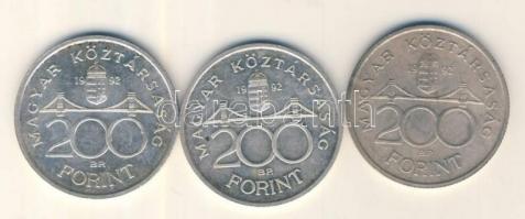1992. 200Ft Ag "MNB" (3x) T:2