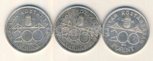 1992. 200Ft Ag "MNB" (3x) T:2