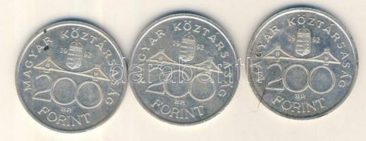 1992. 200Ft Ag "MNB" (3x) T:2