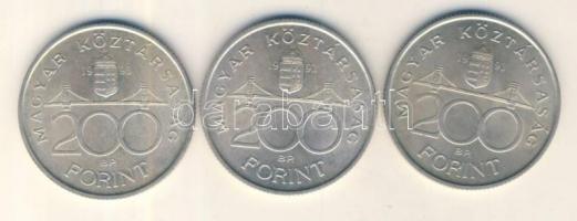 1993. 200Ft Ag "MNB" (3x) T:2,2-