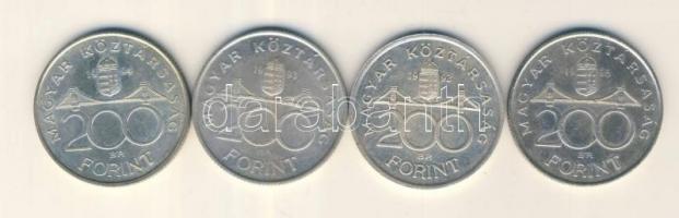 1992-95. 200Ft Ag (4x) "MNB" / "Deák" klf évszámok T:2,2-
