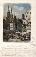 1898 Nürnberg, Schöner Brunner / Beautiful Fountain, market