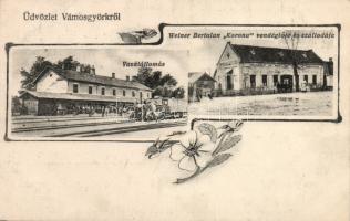 Vámosgyörk vasútállomás és Weiner Bertalan Korona vendéglője és szállodája