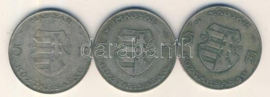 1947. 5Ft Ag "Kossuth" (3x) T:2-,3