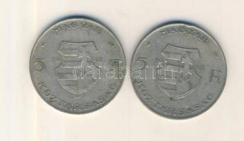 1947. 5Ft Ag "Kossuth" (2x) T:3