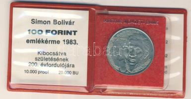 1983. 100Ft "Simon Bolivár" alpakka T:BU Eredeti tokban, tanúsítvánnyal!