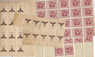 130db első világháborús segélybélyeg+20db S.A.S. levélzáró (1947)