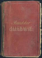 Baedeker's Reisehandbücher - Allemagne, németországi útikönyv francia nyelven, benne Magyarország is, Karl Baedeker kiadása, Leipzig, 1878, rengeteg kihajtható térképpel, kiadói egészvászon kötésben, megviselt állapotban