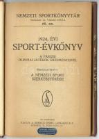 1924 évi sport-évkönyv a párizsi olimpiai játékok eredményeivel. Félvászon keménykötésben, ex libris...