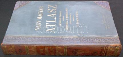 Brózik Károly: Nagy magyar atlasz. A Magyar Földrajzi Társaság. megbízásából Erődi Béla és Berecz Antal közreműködésével, Bp. 1906. Lampel. 158 színes térkép. Aranyozott, kiadói félbor-kötésben. Komplett! (néhány lap foltos) / Large Hungarian Atlas with 158 maps. Complete. (some pages stained)