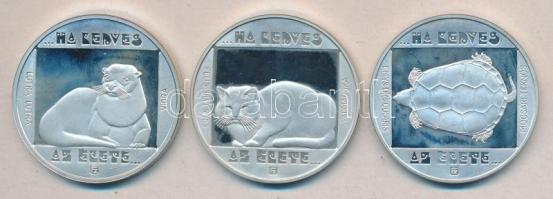 1985. 200Ft Ag (3x) "Természetvédelem II. - Vadmacska, Vidra, Mocsári teknős" sor T:PP R! ...